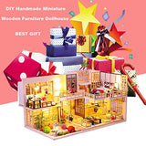 Dollhouse Miniature with Furniture,DIY 3D Wooden Doll House Kit Japanese Style Building Plus with Dust Cover and Music Movement,1:24 Scale Creative Room Idea Best Gift for Children Friend Lover M030