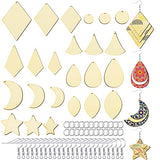 344 Pieces Wooden Earring Making Kit, Includes 144 Pieces Unfinished Wooden Earring Blanks Dangle Wooden Earrings Pendants 100 Pieces Jump Rings 100 Pieces Earring Hooks for DIY Craft Jewelry Making