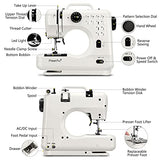 Magicfly Portable Sewing Machine with Back Sewing, 12 Built-in Stitches Mini Sewing Machine for Beginner, 3 Replaceable Feet, Extension Table, Accessory Kit, White