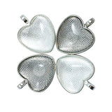 30 PCS 25mm Silver Heart Pendant Trays with Glass Setting,Pendant Blank Base,Silver Pendant