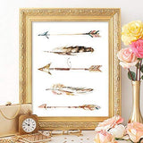 Watercolor Arrows and Feathers Art Print - Unframed - 8x10