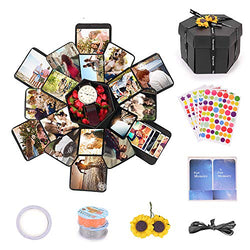 EKKONG Explosion Gift Box, DIY Photo Album, Creative Gift Box with 6 Faces for Birthday, Wedding,Graduation, Valentine's Day and Mother's Day Gift(Black)