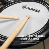 Donner Electric Drum Set, Electronic Drum Kit for Beginner with 272 Sounds, Quiet Mesh Drum Set with Heavy Duty Pedals and Drum Sticks, Light & Portable(DED-90,Kids Christmas Birthday Gift )