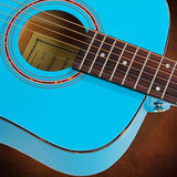 3/4 Size (36 Inch) Acoustic Guitar Bundle Junior/Travel Series by Hola! Music with D'Addario EXP16 Steel Strings, Padded Gig Bag, Guitar Strap and Picks, Model HG-36LB, Light Blue