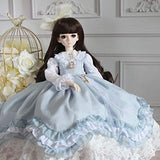 XSHION 1/4 BJD Doll Clothes, Retro Royal Dress Crinoline Skirt Costume Outfit Set for 1/4 Ball Jointed Doll Clothes Dress Up Accessories - Light Blue