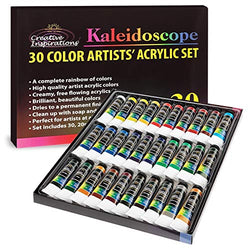 Kaleidoscope Acrylic Paint Set 30 Vivid Colors Non-Toxic, Smooth, Richly Pigmented and Non-Fadiing- 30 Piece Artist Value Set, 20ml Tubes