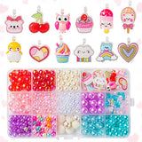 OSNIE Acrylic Bear DIY Bead Jewelry Making Kit for Kids Girls Heart Cherry Cupcake Cloud Ice Cream Penguin Sweet Bear Charm Beads for Bracelets Rings Necklaces Creativity Beading Kit Art Craft 400Pcs+