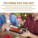 NC Feather Pen Ink Set, Retro Quill Pen Ink Set Contains Quill Pen, Ink Pen Holder, 5 Replaceable Metal Nibs, Calligraphy Pen Set for Writing, Writing Letters, Diary, Signing, Gift Etc (Coffee Pink)