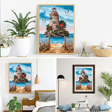 AIRDEA Lighthouse Diamond Painting Kits for Adults Beginners 5D Round Full Drill Beach Diamond Art Kits Flowers Diamond Painting Kits Picture Art Gem Painting for Home Wall Decor 11.8x15.7 inch