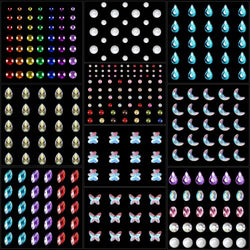 ZLXIN 10 Sheets Eye Body Face Gems Rhinestone Stickers Self Adhesive Rhinestones Rainbow Face Gems for Women Festival Accessory and Nail Art Decorations (Bear and butterfly style)