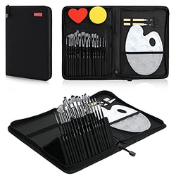 HIBOO Art Paint Brush Set-21 Different Sizes of Paint Tools for Acrylic Oil Watercolor Canvas Gouache Painting Brushes Includes Pop-up Carrying Case with 1 Paint Tray, 2 Palette Knife and 2 Sponges