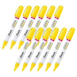 Sharpie Oil-Based Paint Marker, Medium Point, Yellow Ink, Pack of 12