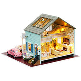 Roroom Doll House Miniature Furniture, DIY 3D Wooden Doll House kit, European Architectural Style Plus Music Box and Pink car, 1:24 Ratio Creative Room Ideas The Best Gift for Children Friend Lover