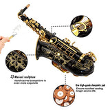 Aisiweier Black/gold keys E Flat Alto Saxophone Brass Engraved Eb E-Flat Natural White Shell Button Wind Instrument with Case Belt Brush (Black/gold keys)
