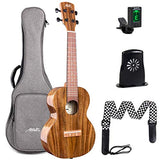 AKLOT Concert Acacia Ukulele 23 Inch 4 Strings Solid Acacia Uke w/Humidifier Tuner Picks Strap Gig Bag for New Beginners Professional