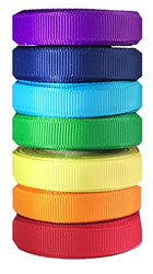 Rainbow Ribbon for Crafts -Hipgirl 40 Yards 3/8" Grosgrain Fabric Ribbon Set For Gift Package
