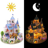 XLZSP DIY Mini House Model Doll House European Romantic Castle 3D Assembled Miniature Scene Decoration with LED Light Furniture Kit Creative Birthday Gift
