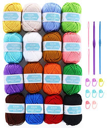 SOLEDI Crochet Yarns 16 Colors 40g Acrylic Yarn Skeins for Mini Knitting and Crochet Project, Each Assorted Colors Skein is 84 Yards, Worsted Assorted Colors Yarn for Beginner Starter