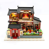 Cool Beans Boutique Miniature DIY Dollhouse Kit - Wooden Asian Dollhouse Traditional Home - with Dust Cover - Architecture Model kit (English Manual) (Asian Traditional Home)