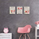 Wall Art for Bedroom Butterfly Wall Pictures Floral Paintings Faith Hope Love Quotes Inspirational Wall Art Watercolor Pink Flower Blossom Prints Bedroom Decor for Women Canvas Art 12x16inchx3pcs
