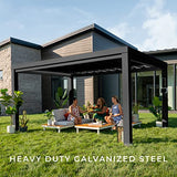 Backyard Discovery Trenton 14 x 12 Black Modern Steel Pergola with Sail Shade Soft Canopy