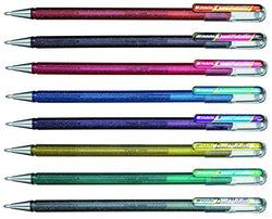 Pentel Hybrid Dual Metallic Sparkling Gel Ink Pens Assorted Colors - Pack 8