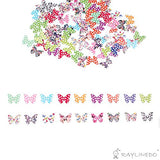 RayLineDo Pack of 56G About 100pcs Buttons Mixed Color Butterfly Style Delicate Wood Buttons DIY