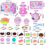 MGparty 39PCS Tea Party Set for Little Girls Kitchen Pretend Play Tea Time Toys with Dessert Cookies Doughnut Teapot Princess Girls Gifts Toys for Age 3-6