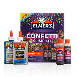 Elmer’s Confetti Slime Kit | Slime Supplies Include Metallic Glue, Clear Glue, Confetti Magical Liquid Slime Activator, 4 Count