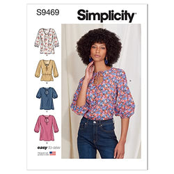 Simplicity Misses' Top Sewing Pattern Kit, Code S9469, Sizes 16-18-20-22-24, Multicolor