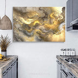 "AWESOMETIK" Moon Clouds Abstract Art Canvas Wall Art Ready To Hang. Made In USA (24in x 18in Gallery Wrapped)