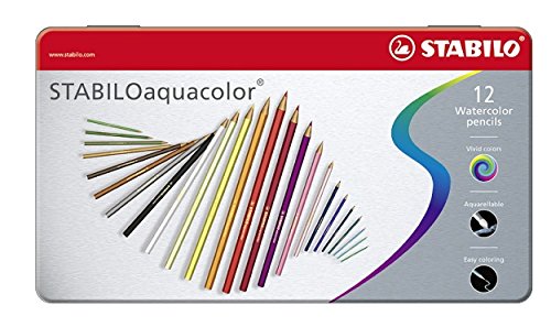 Stabilo Aquacolor Metal Box of 12 Assorted Colours