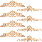 8 Pcs Wood Carved Onlays Appliques Decorative Wood Applique Long DIY Wood Appliques and Onlays for Furniture Unpainted Wooden Carving Decals for Wall Cupboard Mantel Door Bed Cabinet, 7.9 x 2 Inch