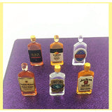 Comidox 6Pcs/Set 1:12 Dollhouse Miniature Wine Whiskey Bottles Model Shop Pub Bar Drink Doll House Play Food Accessory
