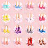JANYUN 30 Pairs Doll Shoes Various Styles Replacement High Heel Boot Bulk for 12" Dolls Closet