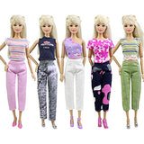 K.T. Fancy Set of 5 Quality Handmade Blouse + Trousers Pants Outfit Casual Wear for 11.5 Inch Doll Clothes Xmas Birthday Gift Present