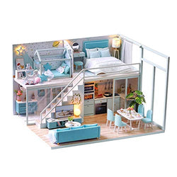 LLDWORK Dollhouse Miniature with Furniture, DIY Wooden Dollhouse Kit with Music Movement for Holiday Birthday