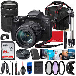 Canon EOS 90D DSLR Camera with 18-135mm USM & 75-300mm III Lens Bundle + Premium Accessory Bundle Including 64GB Memory, Filters, Photo/Video Software Package, Shoulder Bag & More