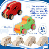 24 Pcs Wood DIY Car Toys, Unfinished Wooden Cars, Paintable Wood Toys, Wood Crafts for Students Home Activities Craft Projects Easy Woodworking