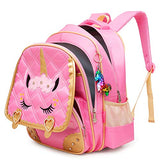 Moonmo Cute Unicorn Face Diamond Bling Waterproof Pink School Backpack Set Girls Book Bag (Large, Pink Set)