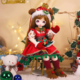 1/4 BJD Doll, Christmas Theme 16 Inch Ball Jointed Doll Full Set Including Hat Outfits Shoes Kawaii BJD, Gift for Girls,Gingerbread Bear