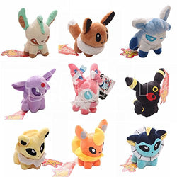 5'' Pokemon Plush Toy Doll Eevee Leafeon Umbreon Jolteon Sylveon Set of 9 Pcs