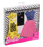 Barbie Clothes: 2 Outfits Doll Feature Polka Dots On A Yellow Hoodie Dress, A Blue Top and Pink Skirt, Plus 2 Accessories, Gift for 3 to 8 Year Olds