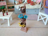 Dollhouse Miniature Stand with Flower Baskets. 1:12 scale Mini Display Handmade