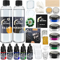 Artspiration Crystal Clear Epoxy Resin Kit For Beginners 16 Oz, Art Epoxy Resin Kit With Mica Powder, Resin Pigments, Silicon Molds, Crushed Glass, Resin Epoxy Kit For Craft & Casting, Pigment powder