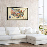 Empire Art Direct American Map Dimensional Collage Handmade by Alex Zeng Framed Graphic Contemporary Wall Art, 25" x 48" x 1.4", Ready to Hang, Across America