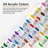 GenCrafts Acrylic Pouring Paint Set - 24 Classic Colors - Pre-Mixed High Flow and Ready to Pour - 2 oz./ 59 ml Bottles - Vibrant Paints for Canvas, Glass, Rocks, Wood, Tiles and More