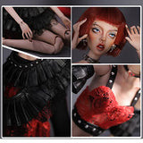 SFPY 40 cm 1/4 BJD Doll Supermodel Fashion, Fullset Advanced Resin Ball Jointed SD Doll, with Blue 3D Eyes, Short Red Hair, Gorgeous Clothes