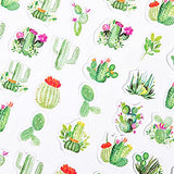 Vivid Green Cactus Stickers, Doraking 46PCS Boxed DIY Decoration Vintage Style Cactus Stickers for Laptop Scrapbook Diary Notebooks Album