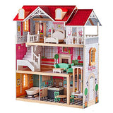 TOP BRIGHT Country Estate Wooden Dollhouse with Elevator Dream Doll House for Little Girls 5 Year Olds